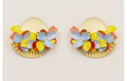 Pendientes perno gota 10 agujeros con flores de le