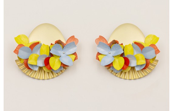 Pendientes perno gota 10 agujeros con flores de le