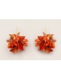 Pendientes perno pivote dorado mate con flor lente