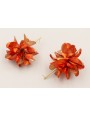 Pendientes perno pivote dorado mate con flor lente