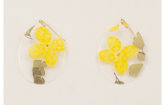 Pendinetes lentejuela ovalo dlores naturales amari