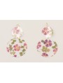 Pendientes lentejuelas discos con flores naturales