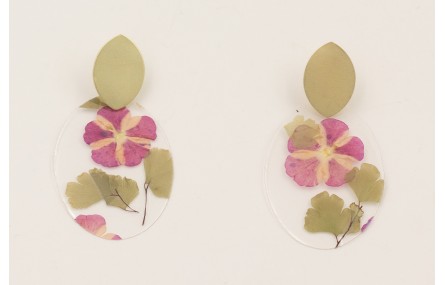 Pendientes perno ovalado dorado mate y lentejuela 