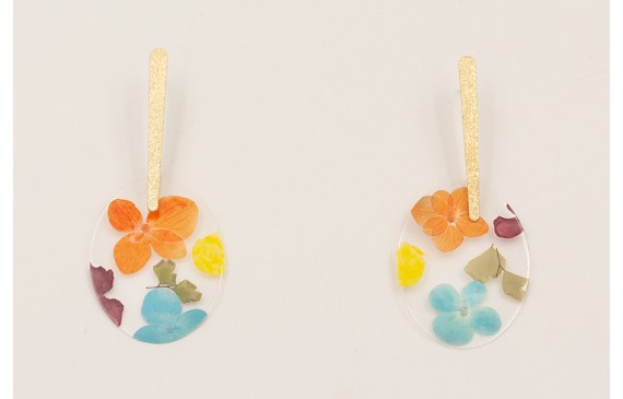 Pendientes lámina satinada y lentejuela ovalada co