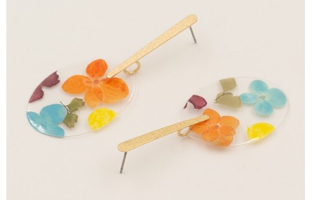 Pendientes lámina satinada y lentejuela ovalada co