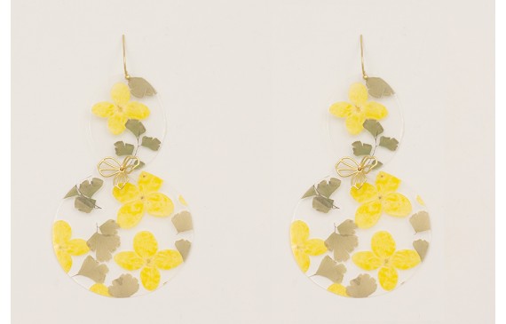 Pendientes gancho, lentejuelas ovalada y disco gra