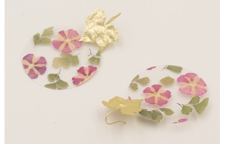 Pendientes perno hoja 5 puntas y disco lentejuela 