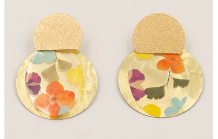 Pendientes perno semi disco satinado, lentejuela o