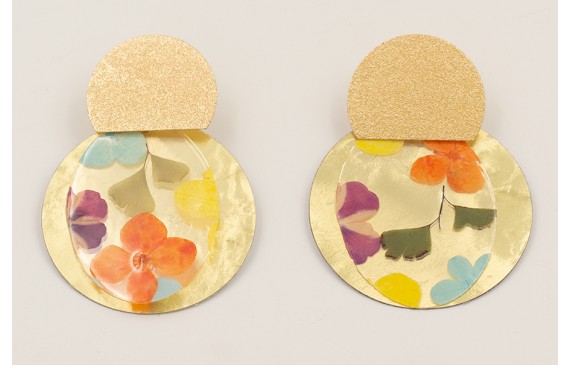 Pendientes perno semi disco satinado, lentejuela o