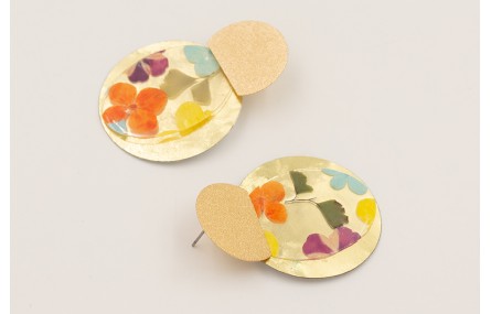 Pendientes perno semi disco satinado, lentejuela o