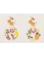 Pendientes lentejuela disco y ovalo con flores nat