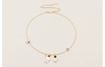 Collar perlas naturales colgantes astronautas estr