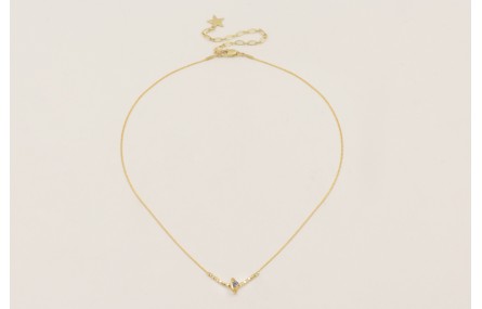 Collar cadena fina dorado con planeta brillos y mi