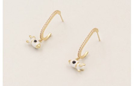 Pendientes colgante cohete esmaltado blanco y negr