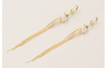 Pendientes cierre aro dorado mate con planeta bril