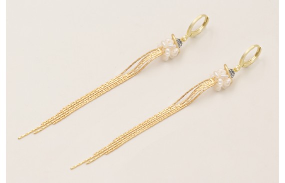 Pendientes cierre aro dorado mate con planeta bril