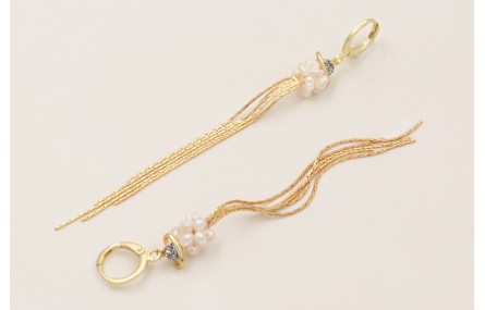 Pendientes cierre aro dorado mate con planeta bril