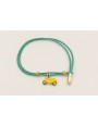 Pulsera cordón hilo dorado color turquesa doble,nu