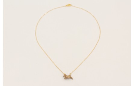 Solitario cadena eslabón pequeño dorado con colgan