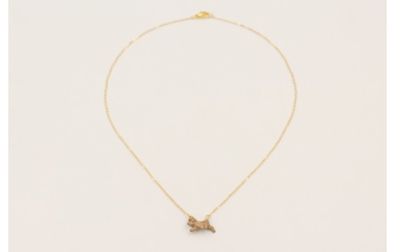 Solitario cadena eslabón pequeño dorado con colgan