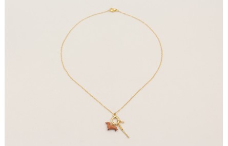 Collar cadena eslabón pequeño dorado con colgante 