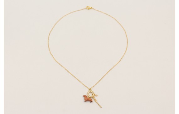 Collar cadena eslabón pequeño dorado con colgante 