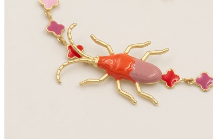 Pulsera cadena mini treboles esmaltados lila,rojo,