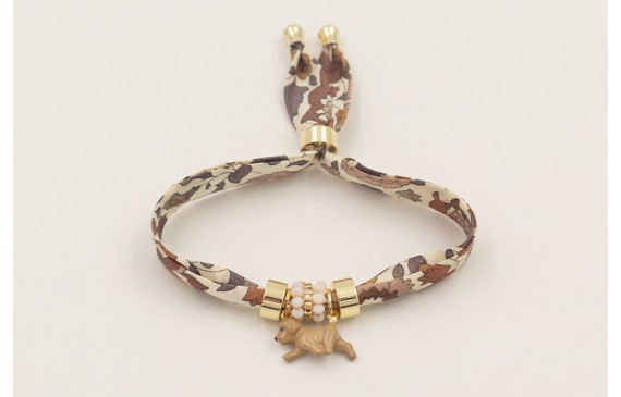 Pulsera lazo liberty tonos marrones con discoa dor