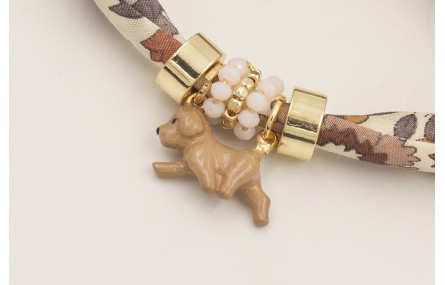 Pulsera lazo liberty tonos marrones con discoa dor