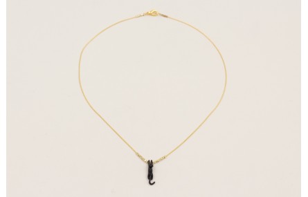 Solitario gato esmalte negro con microcubos dorado