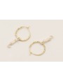 Pendientes gato esmaltado beige con microcubos dor