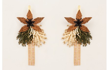 Pendientes perno daga dorada mate con  flor de miy