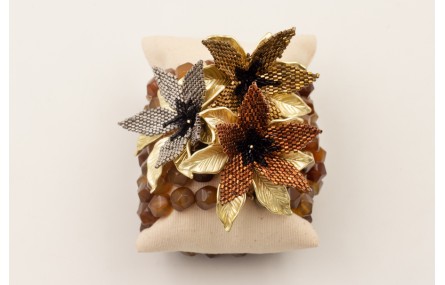 Pulsera ancha con 7 vueltas de facetadas irregular