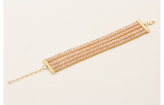 Pulsera 4 vueltas cadena de strass rectangular col