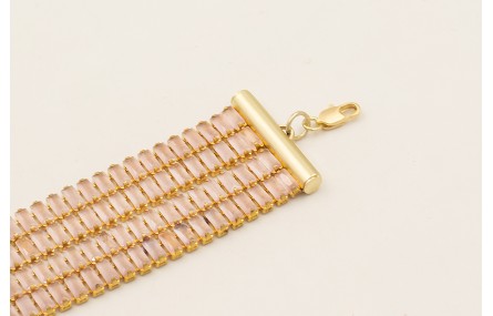 Pulsera 4 vueltas cadena de strass rectangular col