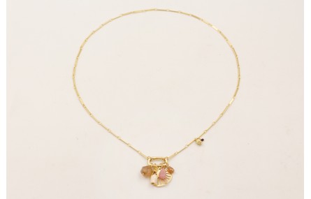 Collar cadena listones dorado mate con colgante ho