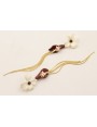 Pendientes perno flor esmaltada crema y negro con 