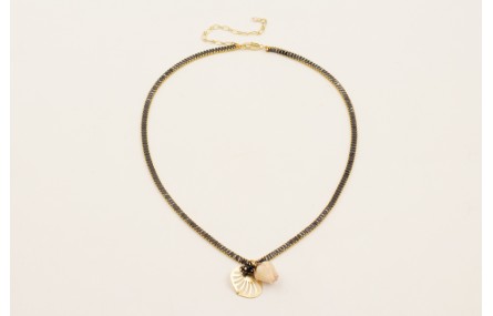 Collar cadena strass rectangular negra con colgant