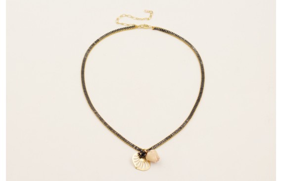 Collar cadena strass rectangular negra con colgant