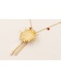 Collar cadena cristales marrones, colgante girasol
