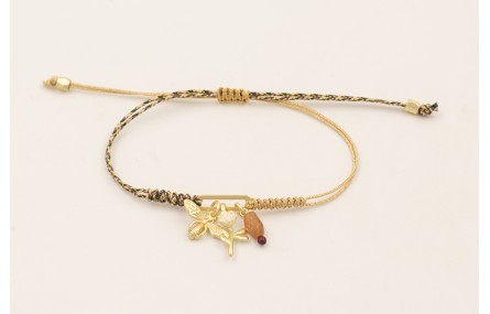 Pulsera de hilo por mitades dorado, verde,morado c