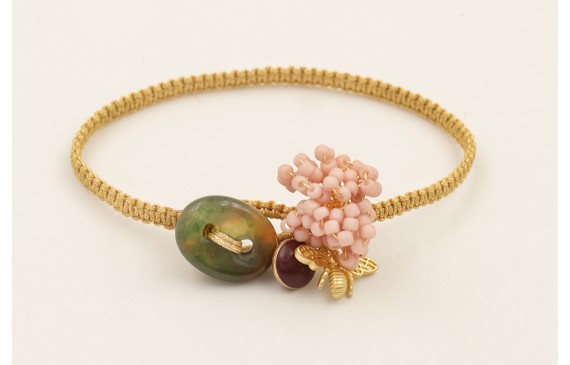 Pulsera hilo dorado nudo macramé cierre eslabón ja