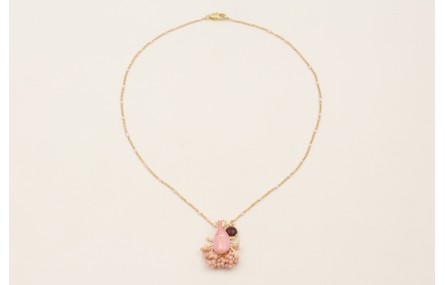 Collar cadena micro esmalte rosa con colgante esca