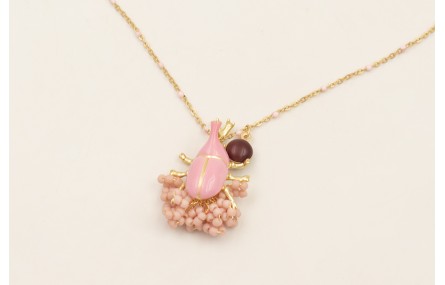 Collar cadena micro esmalte rosa con colgante esca