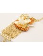 Pulsera malla con flor grande dorada mate, flor na