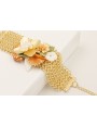 Pulsera malla con flor grande dorada mate, flor na