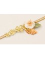 Pulsera cadena strass rectangular cristal, flores 