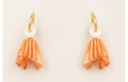 Pendientes aro cerrado con flor natural campanilla