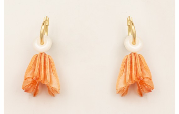 Pendientes aro cerrado con flor natural campanilla