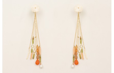 Pendientes fleco cadena eslabón pequeño dorado con